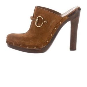 Gucci suede horsebit clogs
